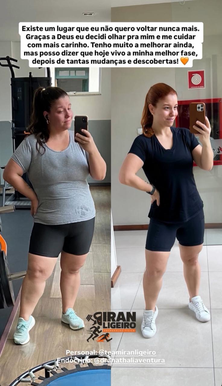 Transformação de aluna na academia, antes e depois